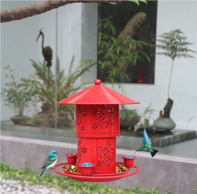 Hanging Hummingbird Feeder; 3 Feeder Ports for Birds; outdoor garden decoration; iron bird feeder; water feeder