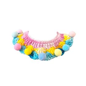 Pink Blue Yellow Cat Dog Collar Handmade Knitted Necklace Collar Rabbit Teddy Bichon Pet Crochet Scarf Bib