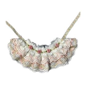 Handmade Retro Style Lace Collars Dog Necklace Cat Neckerchief Pink Rose 8.2"-11