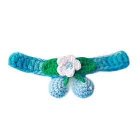 Blue Pet Cat Collar Handmade Knitting Necklace Teddy Bichon Cherry Crochet Scarf Bib