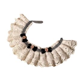 Black Bowknot Retro Lace Collars Handmade Dog Necklace Cat Neckerchief 8.2-11.2"