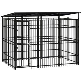 Outdoor Dog Kennel with Roof Steel 59.5 ft²