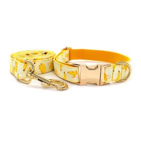 Tow Rope Collar Pet Supplies Gold Metal Buckle (Option: Yellow-Dog leash set-S)