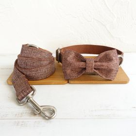 Pet Bow Dog Collar Leash Set Thick Double-layer Tear-resistant Dog Collar (Option: Brown Suit-XS)