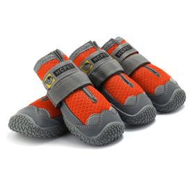 Pet Non-Skid Booties, Waterproof Socks Breathable Non-Slip with 3m Reflective Adjustable Strap Small to Large Size (4PCS/Set) Paw Protector (Color: Orange, size: L)