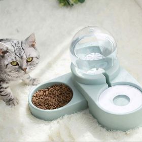 Large Pet Feeder Automatic Drinking Fountain and Food Bowl Pet Water Dispenser with Mouth Separator (Color: Blue)
