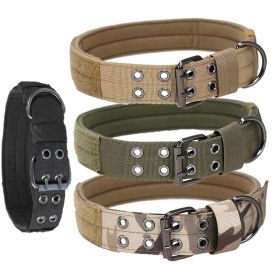 Super strong large dog collar with D-Ring & Buckle Collars Medium sized dog Golden haired horse dog Fierce dog collar (colour: Muddy color, size: M)