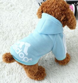 Two Legged Cotton Warm Dog Hoodie (Color: light blue, size: S)