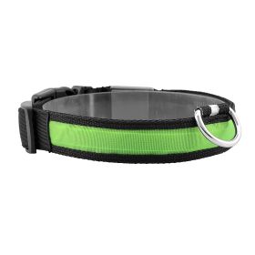 LED Dog Collar USB Rechargeable Adjustable Dog Safety Collar Night Safety Flashing Luminous Light up Collar (Color: Green, size: M)