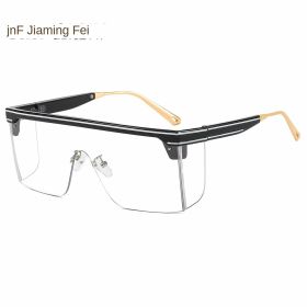 one-piece rimmed sunglasse personality letters Cross border sunglasses Manufacturer direct sales glasses (colour: C5 black frame white flat)