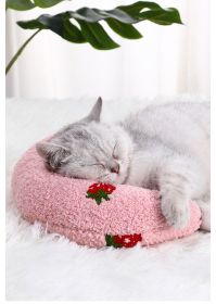 Cat U-shaped pillow protection cervical vertebra deep sleep pet pillow dog cat pillow dog dog toy cat toy (colour: pink, size: 24*20*7cm)