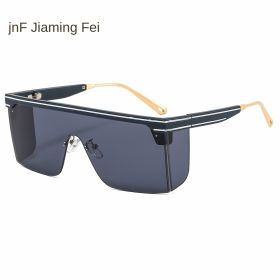 one-piece rimmed sunglasse personality letters Cross border sunglasses Manufacturer direct sales glasses (colour: C2 dark blue frame black grey chip)